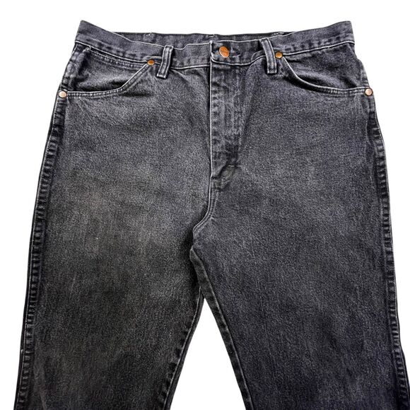Vintage Wrangler Jeans Mens 35x30 (Fits 34x29) Black Denim Cowboy Cut 936WBK - Picture 2 of 12